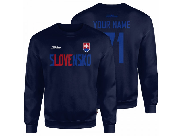 Bavlněná mikina bez kapuce Slovensko 2202 - modrá-tmavě modrá